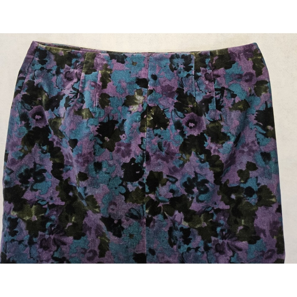 Talbots Skirt Sz 12 Velvet Purple Blue Black Satin Lined Knee Length - Picture 4 of 6